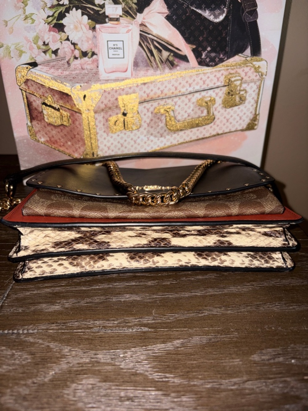Coach Klare EUC Crossbody bag in Signature Canvas and snake pattern trim & Dusty - Picture 3 of 6